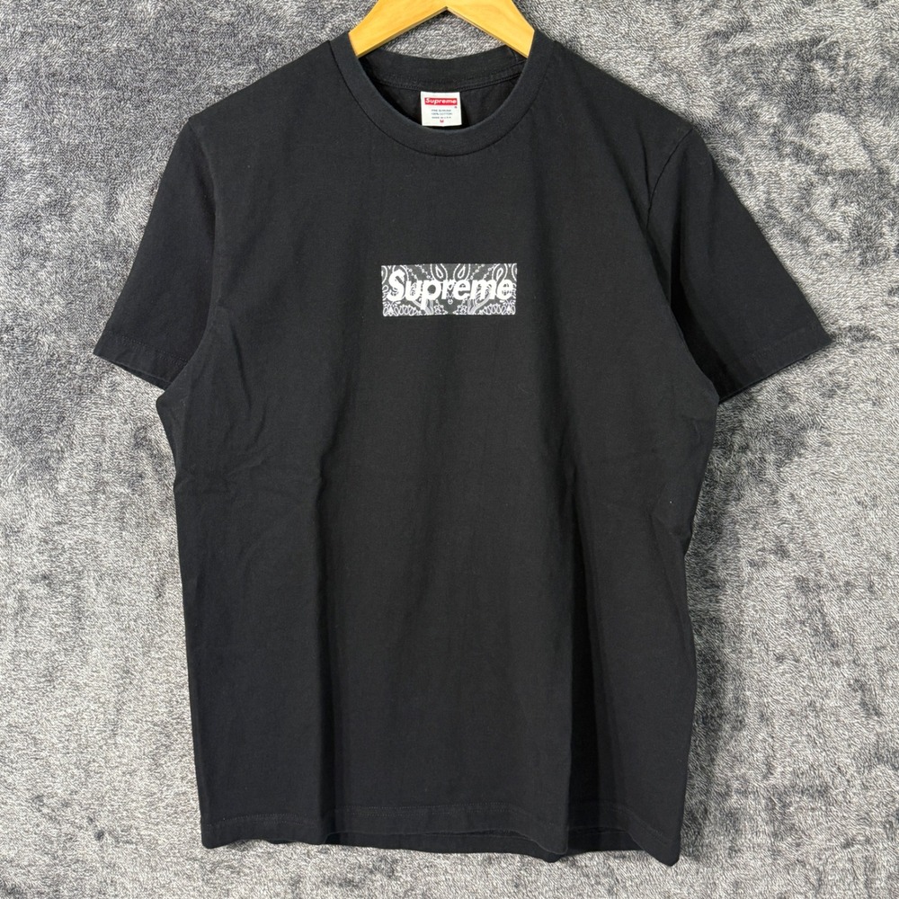 Supreme Bandana Box Logo Tee Black Medium Paisley Bogo FW19